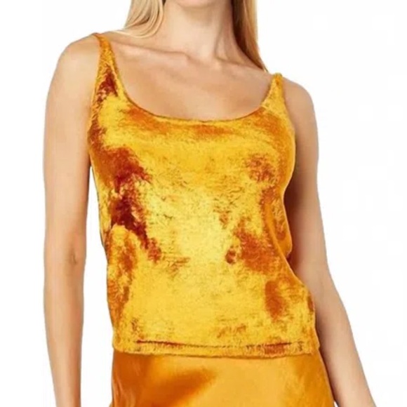 NWOT Vince‎ Panne Sweater Cami Top in Gold Velvet Yellow women’s size XS - Picture 3 of 11